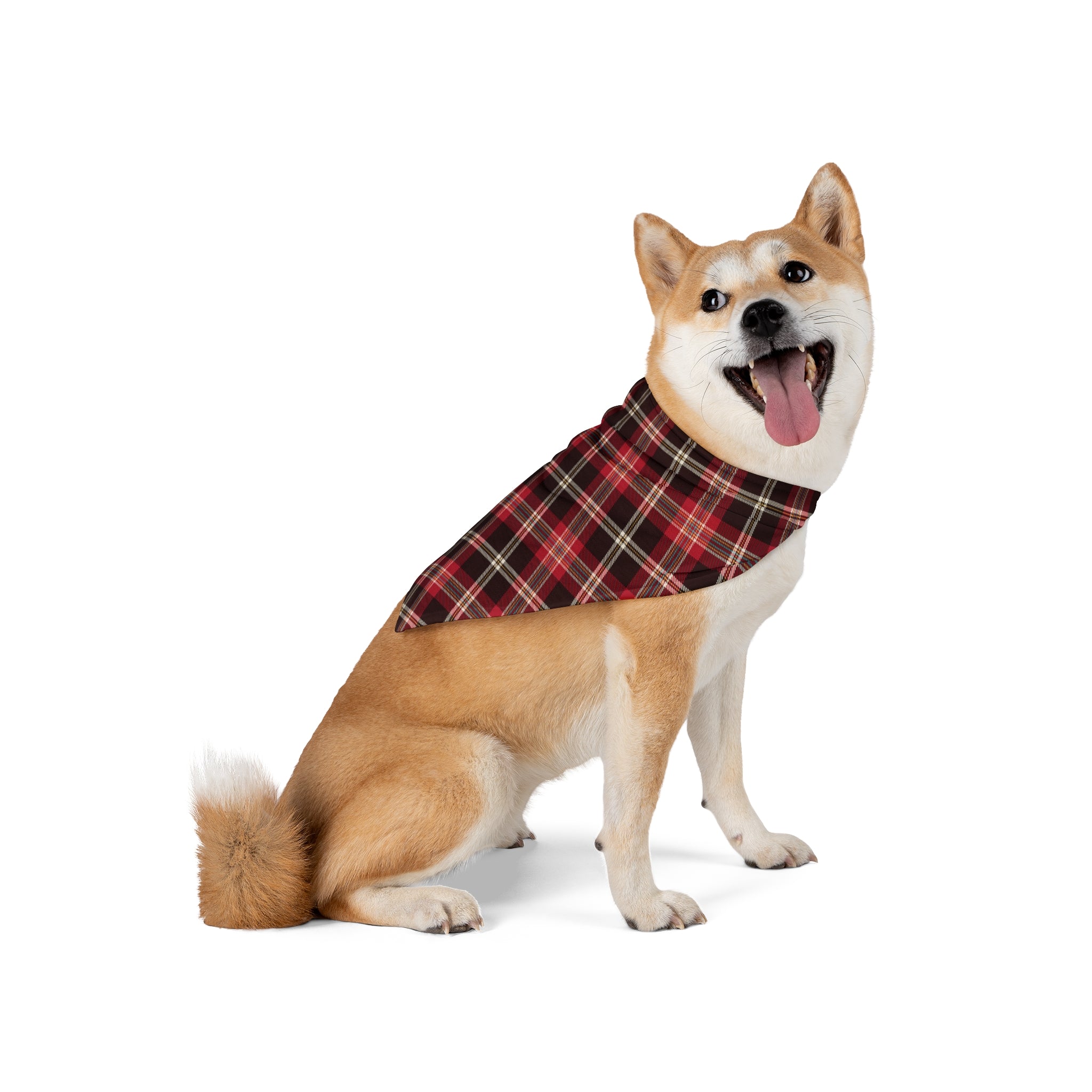 Classic Red Plaid Dog Bandana - Available in Small & Large Sizes