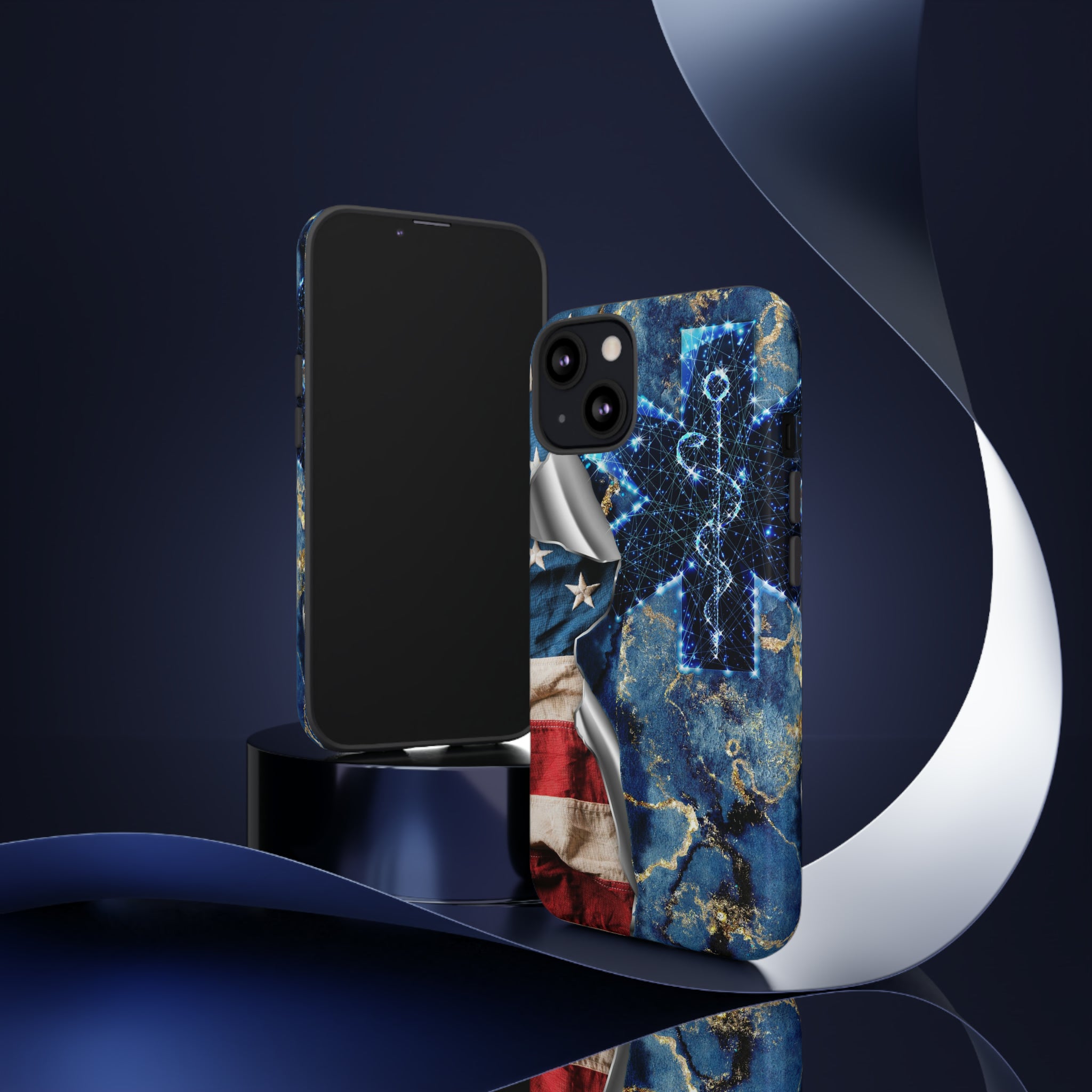 Unique EMS Symbol Breaking Through American Flag Phone Case - iPhone, Samsung - Glossy/Matte Finish