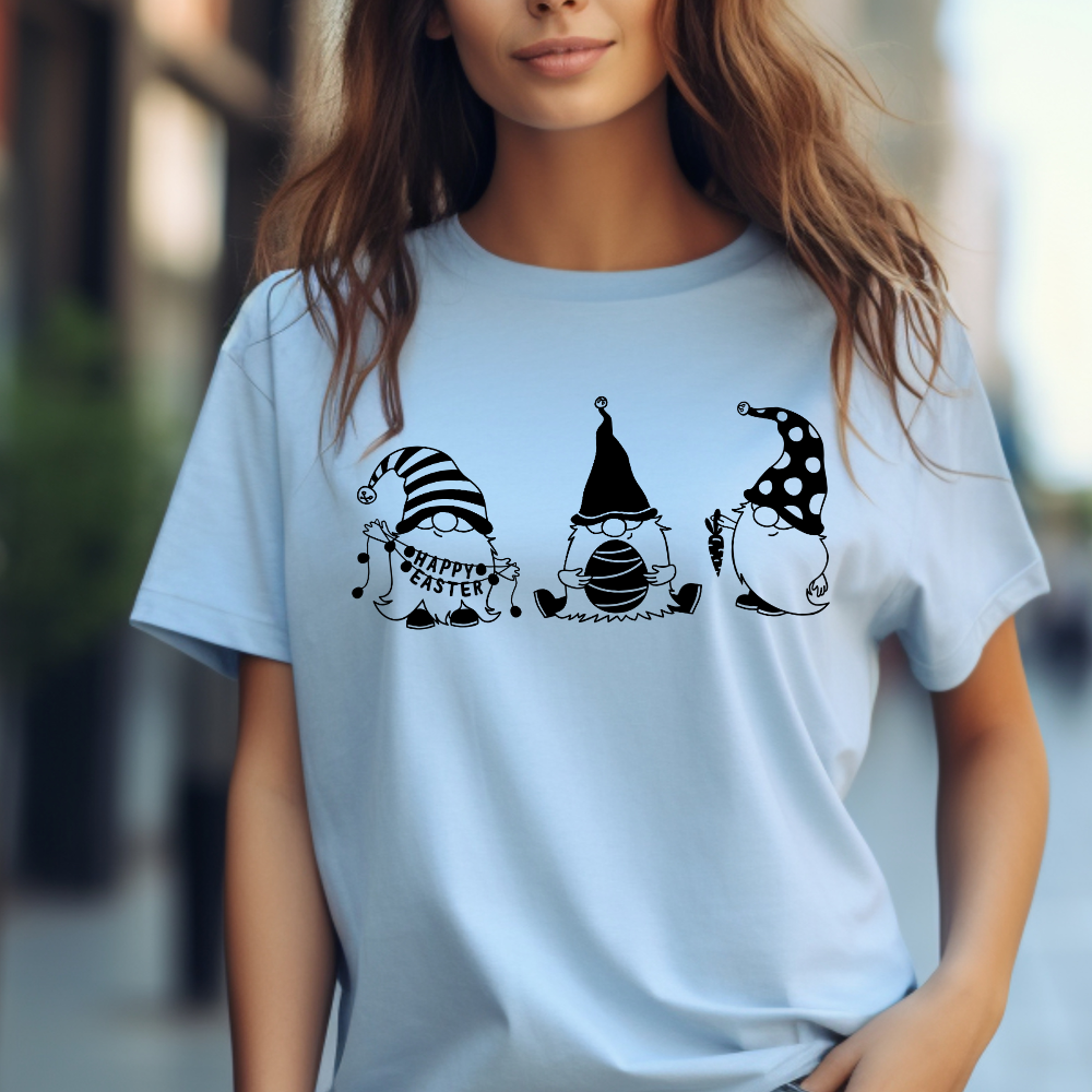 Happy Easter Gnomes Tee - Easter Gift - Womans Tee - Bella + Canvas 3001 - Multiple Colors - Sizes XS- 3XL