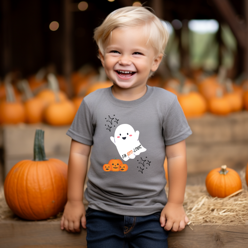 Rabbit Skins Toddler 'Fa-Boo-Lous' Short Sleeve Tee | Sizes 2T-5/6T | Cute Flying Ghost