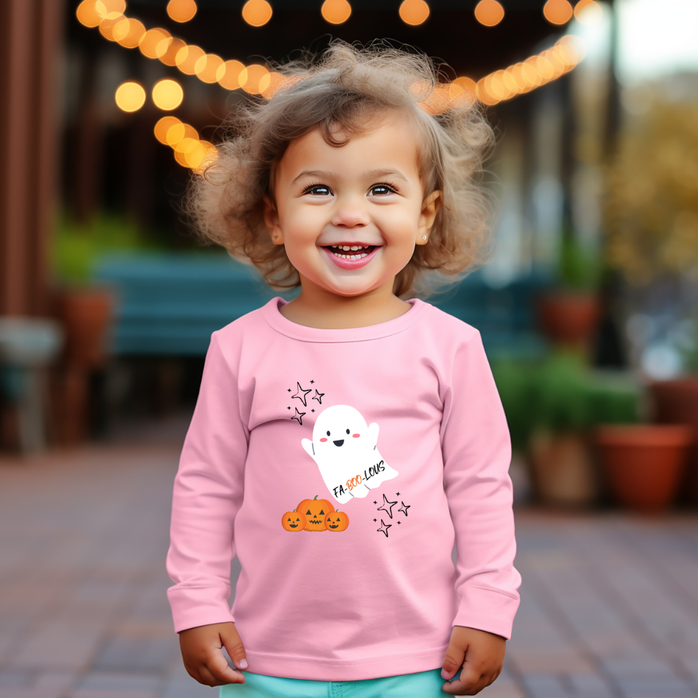Rabbit Skins Toddler 'Fa-Boo-Lous' Long Sleeve Tee | Sizes 2T-5/6T | Cute Flying Ghost