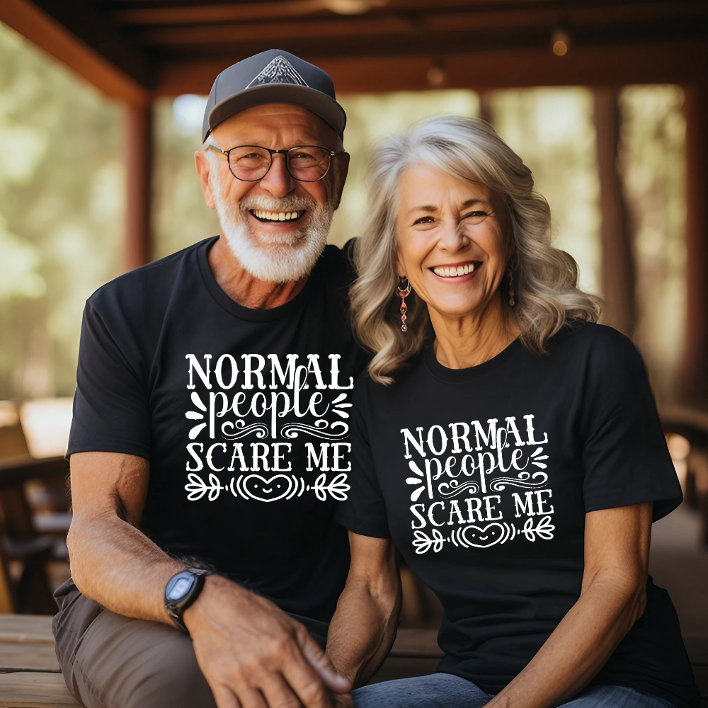 Normal People Scare Me Tee | Bella Canvas 3001 | Funny Quote Graphic Shirt | Black Asphalt Navy Military Green | Sizes S-3XL