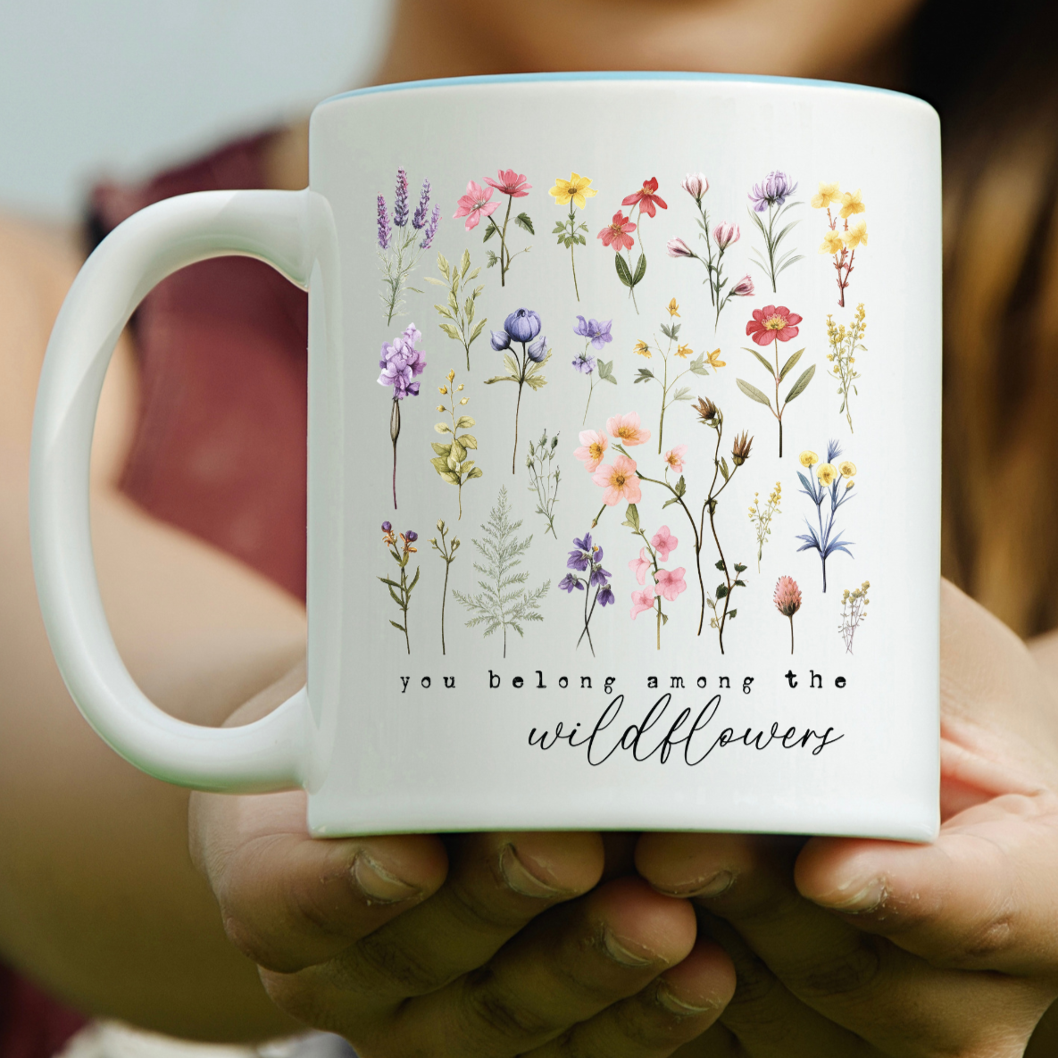 Watercolor Pressed Flowers Mug Boho Pressed Flower Cottagecore Mug Vintage Floral Mug Lavender Botanical Mug