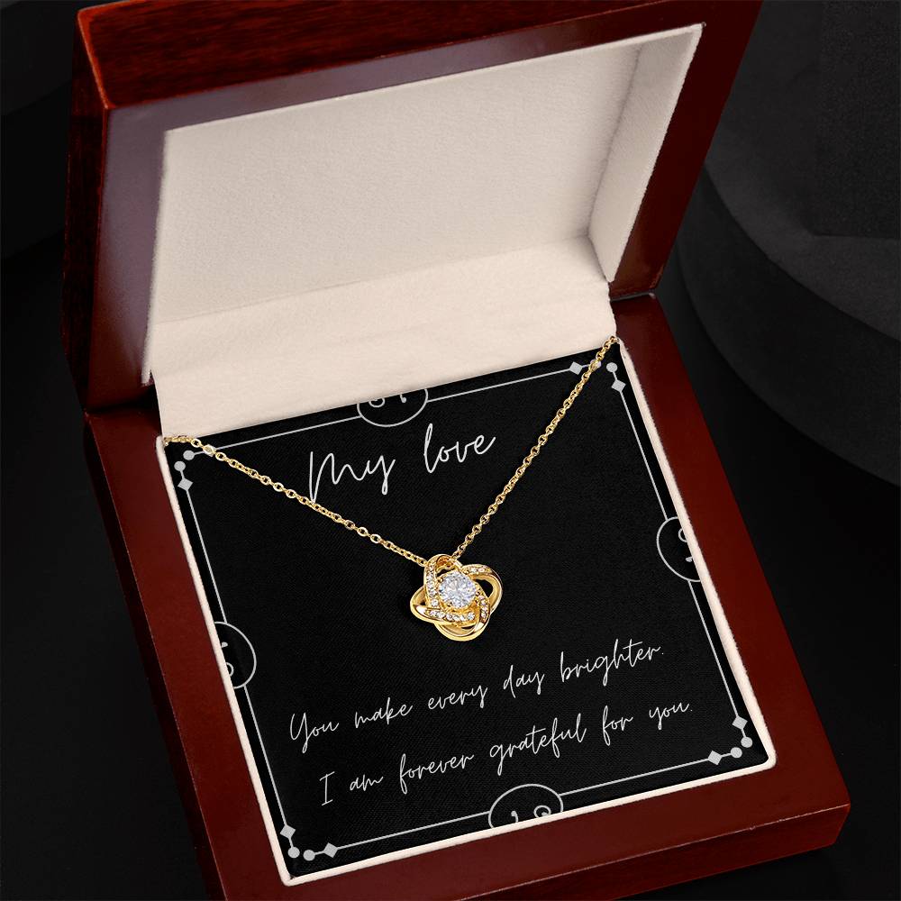 Eternal Bond Love Knot Necklace in 18k Yellow Gold and 14k White Gold