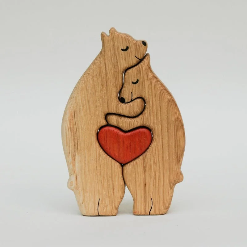 Wooden Bear Family Hug Decor - Personalized Wall Art for Family of 2-7
