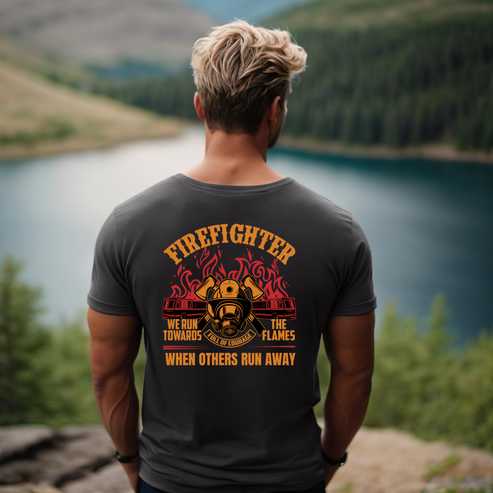 Firefighter Graphic Tee - Vintage Firetruck, Crossed Axes, Helmet - Sizes XS-5XL