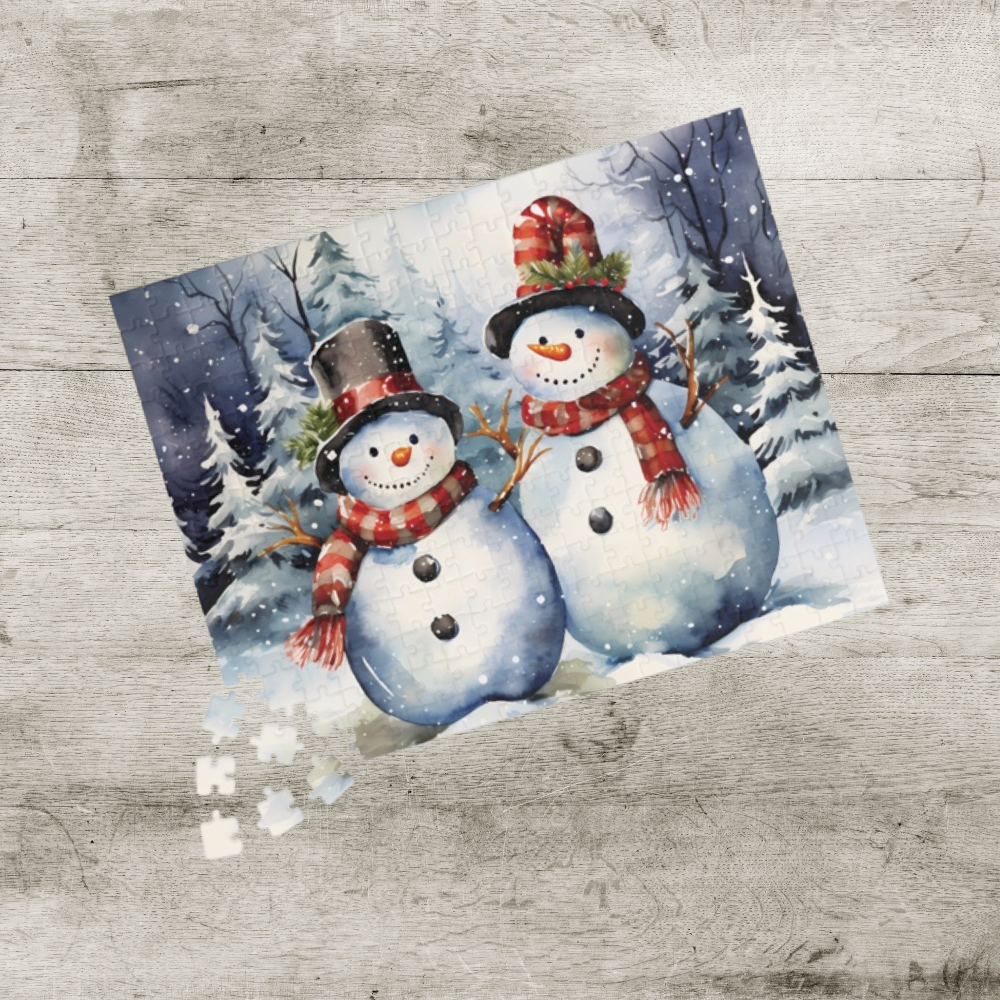Mr. and Mrs. Snowman Puzzle Set | 110 & 252 Pieces | Kids and Adults | Glossy Finish | 100% Chipboard