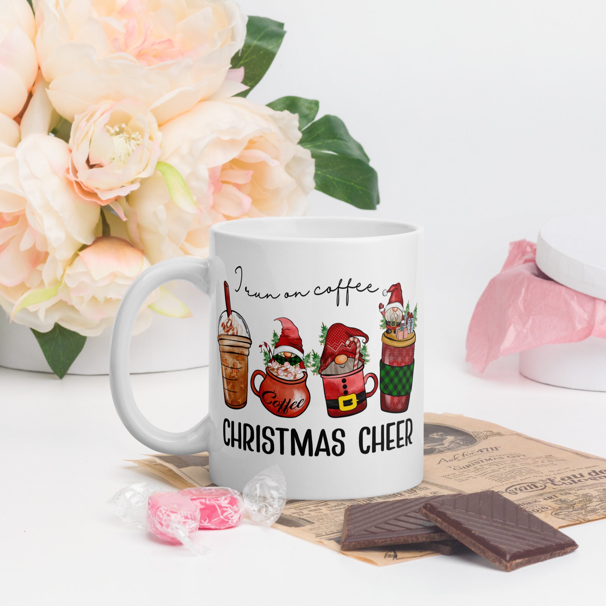 Christmas Gnomes White glossy mug Fun Mug Bosses Gift Christmas Mug Coffee Cup
