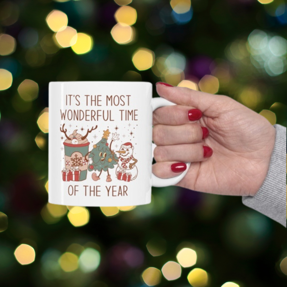 Festive Christmas Ceramic Mug | 11oz 'Most Wonderful Time of The Year' Coffee Cup