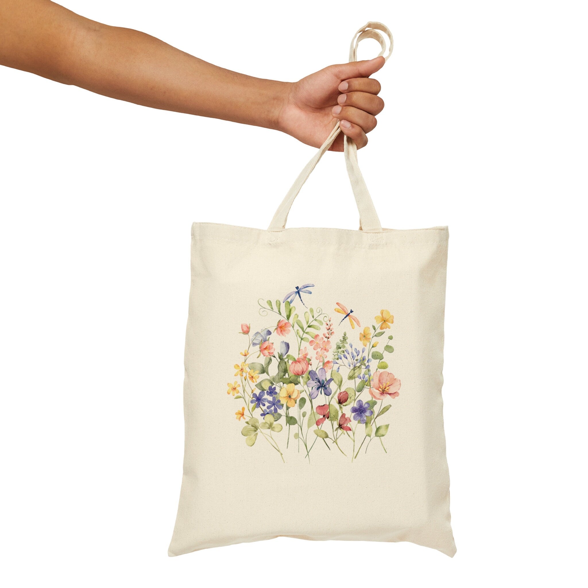 Floral Tote Bag, Wildflower Totes, Bridal Gift Tote Bag, Canvas Tote Bag, Gift For Women Totes, Birthday Gift Bag, Library Bag, Book Totes