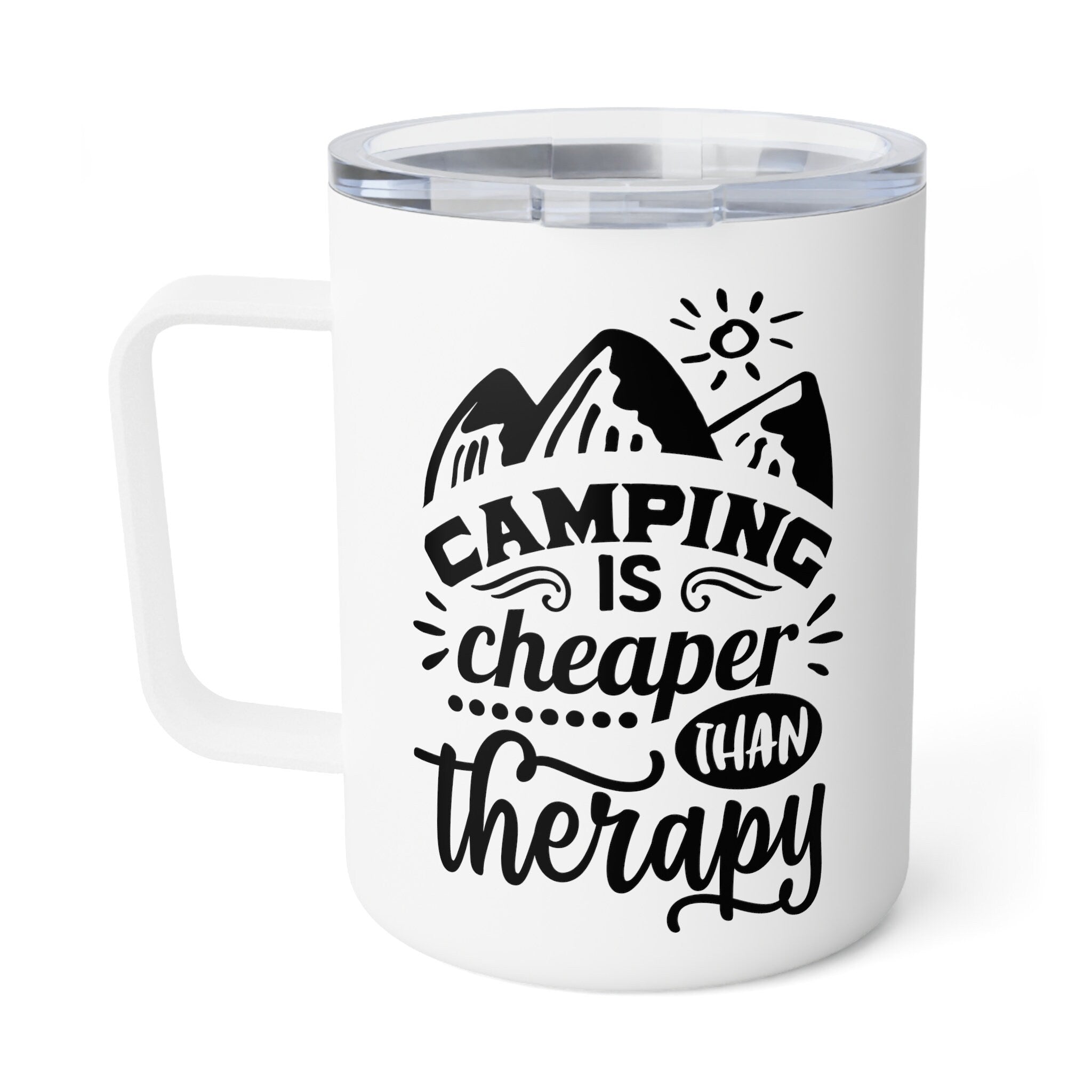 Camping Is Cheaper Than Therapy Insulated Coffee Mug, 10oz