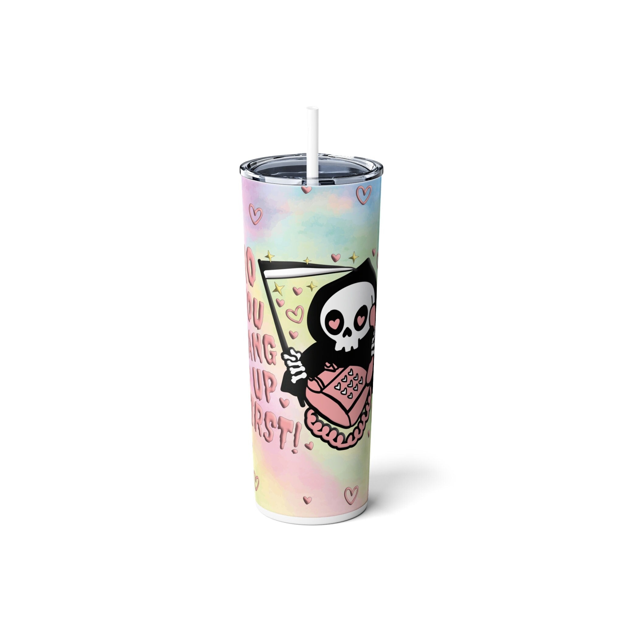 No You Hang Up First 20oz Tumbler Scream Ghostface Halloween Cute Cup, Halloween gift, Halloween gift Fall iced coffee with lid and straw