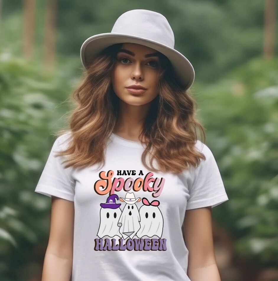 Retro Halloween Spooky Ghost Short Sleeve Tee, Halloween Tee, Spooky shirt, Ghost tshirt, Ghosts & Goblins, Best Friend Gift