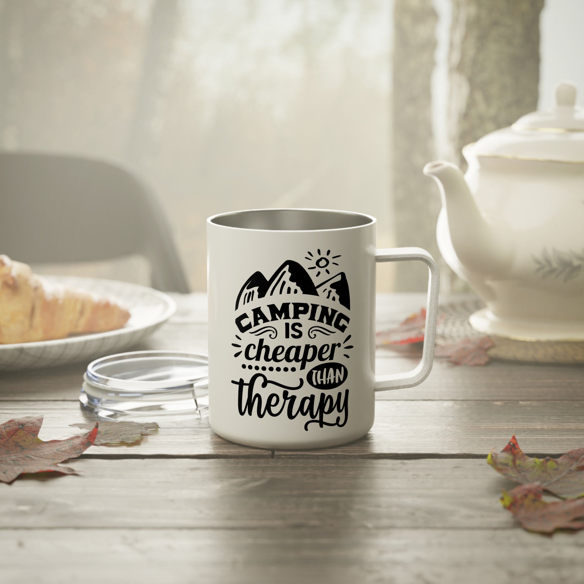 Camping Is Cheaper Than Therapy Insulated Coffee Mug, 10oz