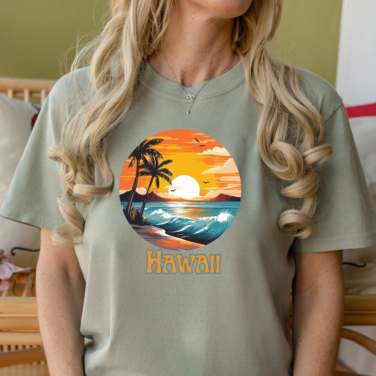 Hawaii Sunset Mountain Beach Tee, Aloha Shirt, Summer Tee, Hawaii Family Vacation Shirts, Spring Shirts, Hawaii T-Shirt, Hawaii Trip Tee