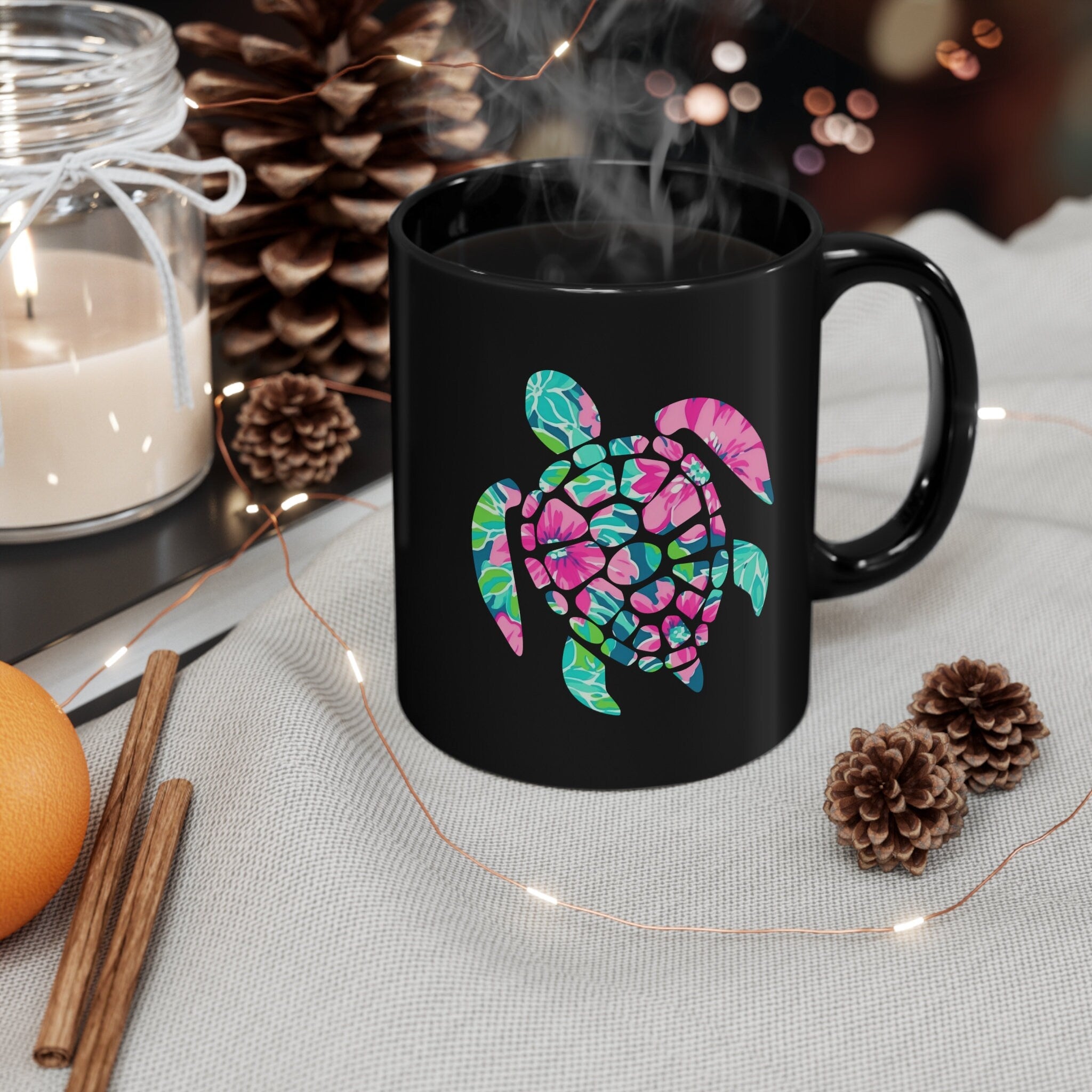 Pink Sea Turtle Mug, Turtle Lover, Marine Life Lover, Gifts for Her, Turtle Gifts, Nautical Gifts, Turtle Coffee Mug