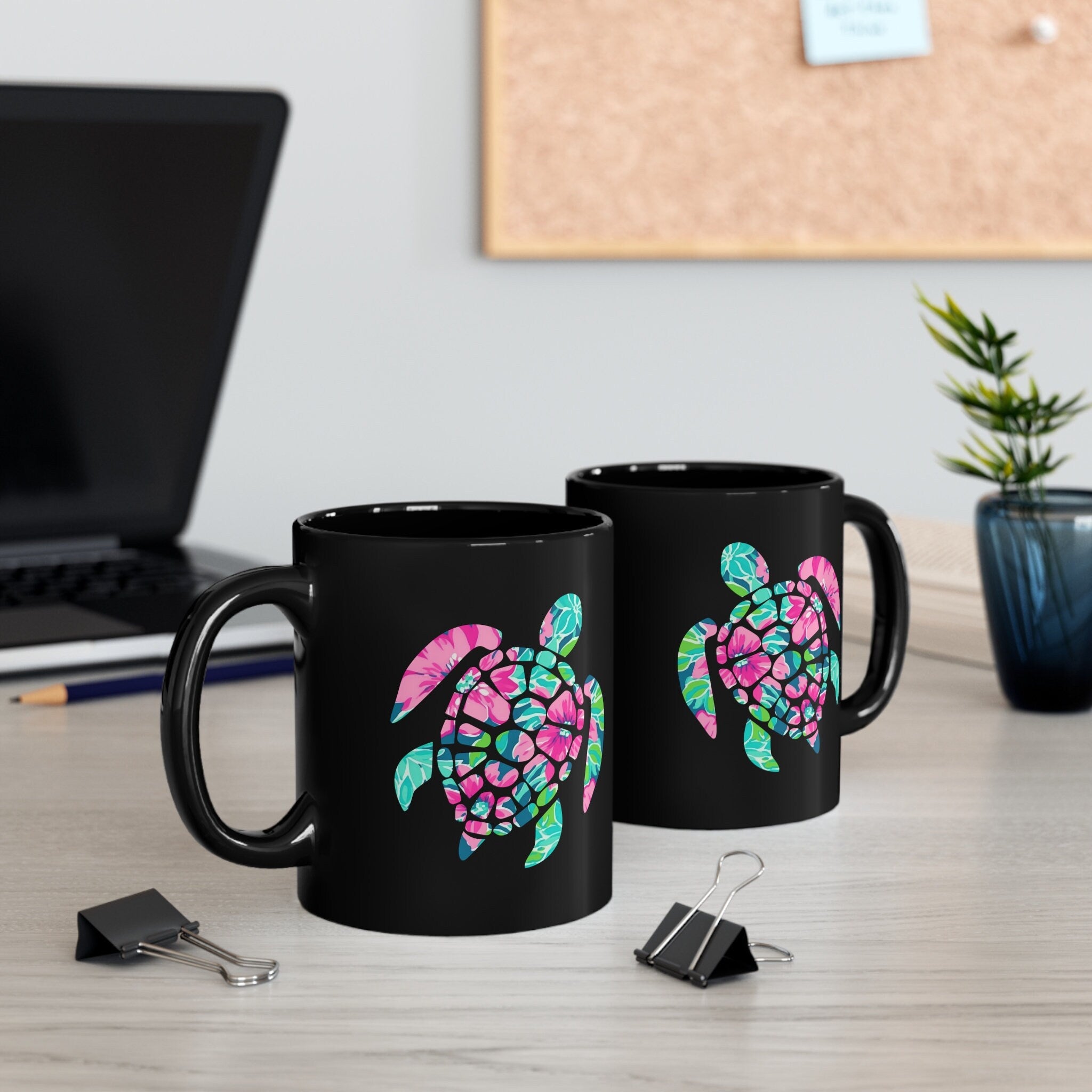 Pink Sea Turtle Mug, Turtle Lover, Marine Life Lover, Gifts for Her, Turtle Gifts, Nautical Gifts, Turtle Coffee Mug
