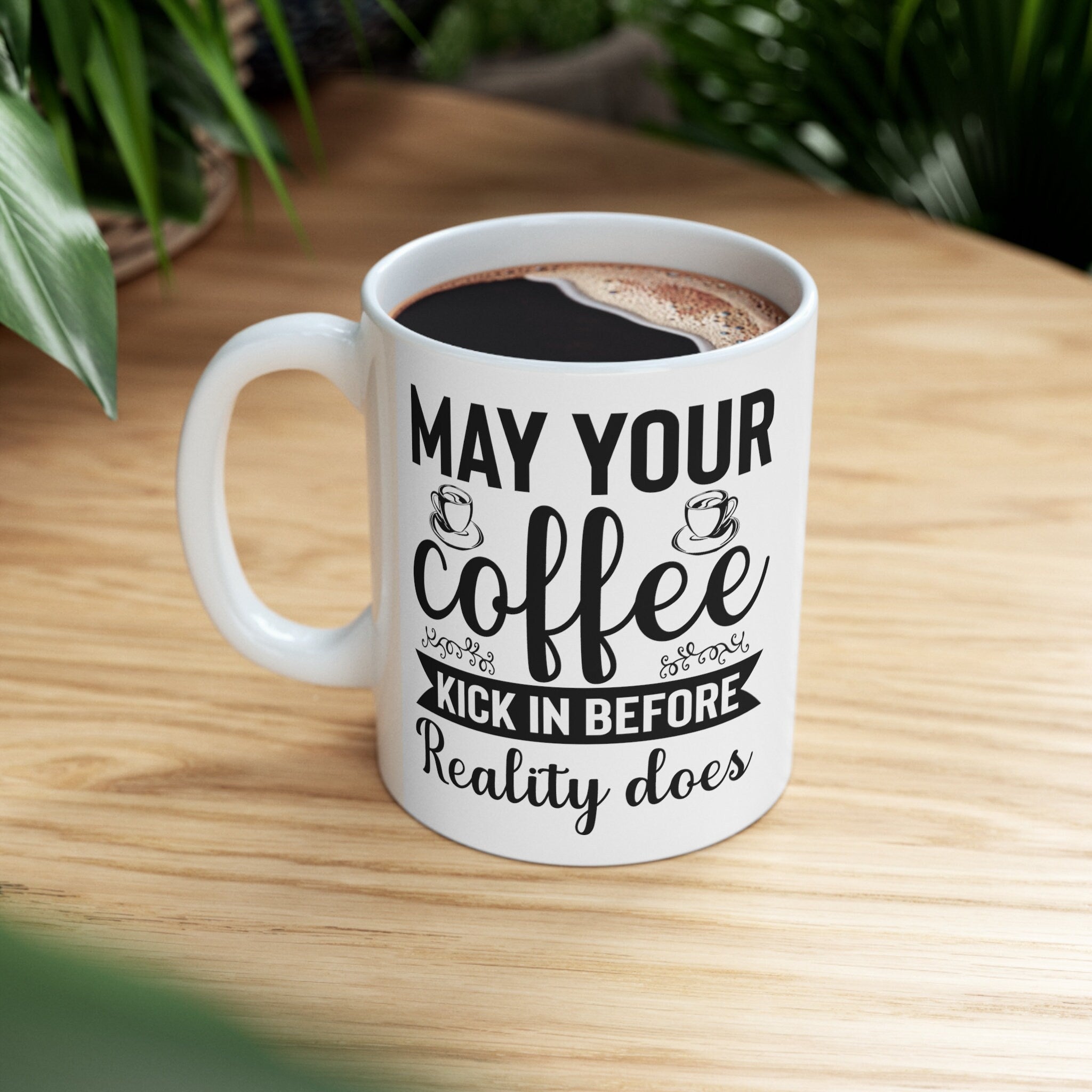 Coffee Kick-In Mug | 'May Coffee Kick In Before Reality Does' | ECG Heartbeat Design